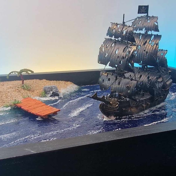 Black Pearl Diorama - Handmade | Scale Model | Miniature Ship | Gaming | Terrain Build | Scenery | Modeling | Pirates