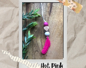 Silicone bead necklace, adult sensory necklace, Fashion Necklace, Mila Feather Necklace