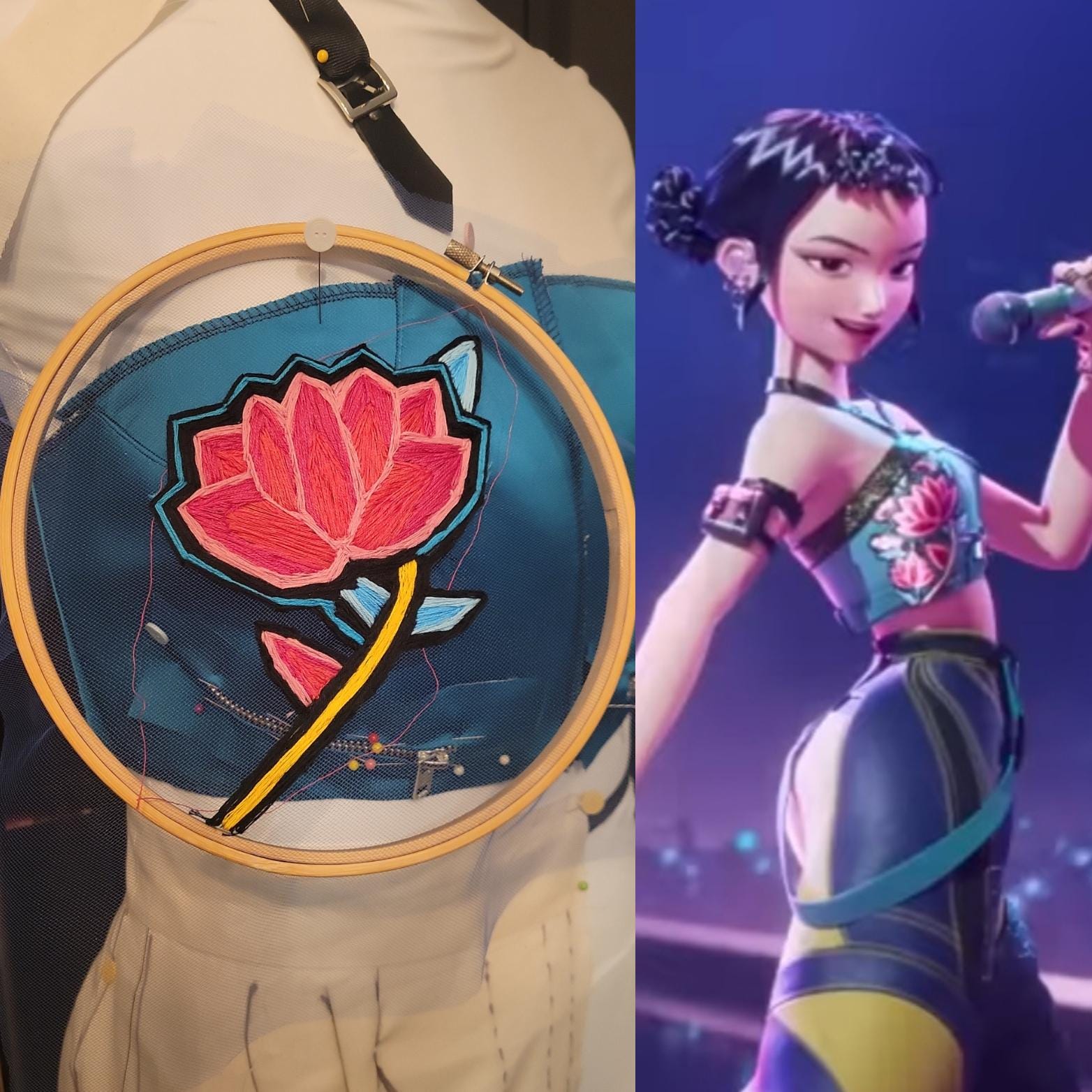 Zoey Flower Embroidery from K-Pop Demon Hunters (Hand Embroidered)