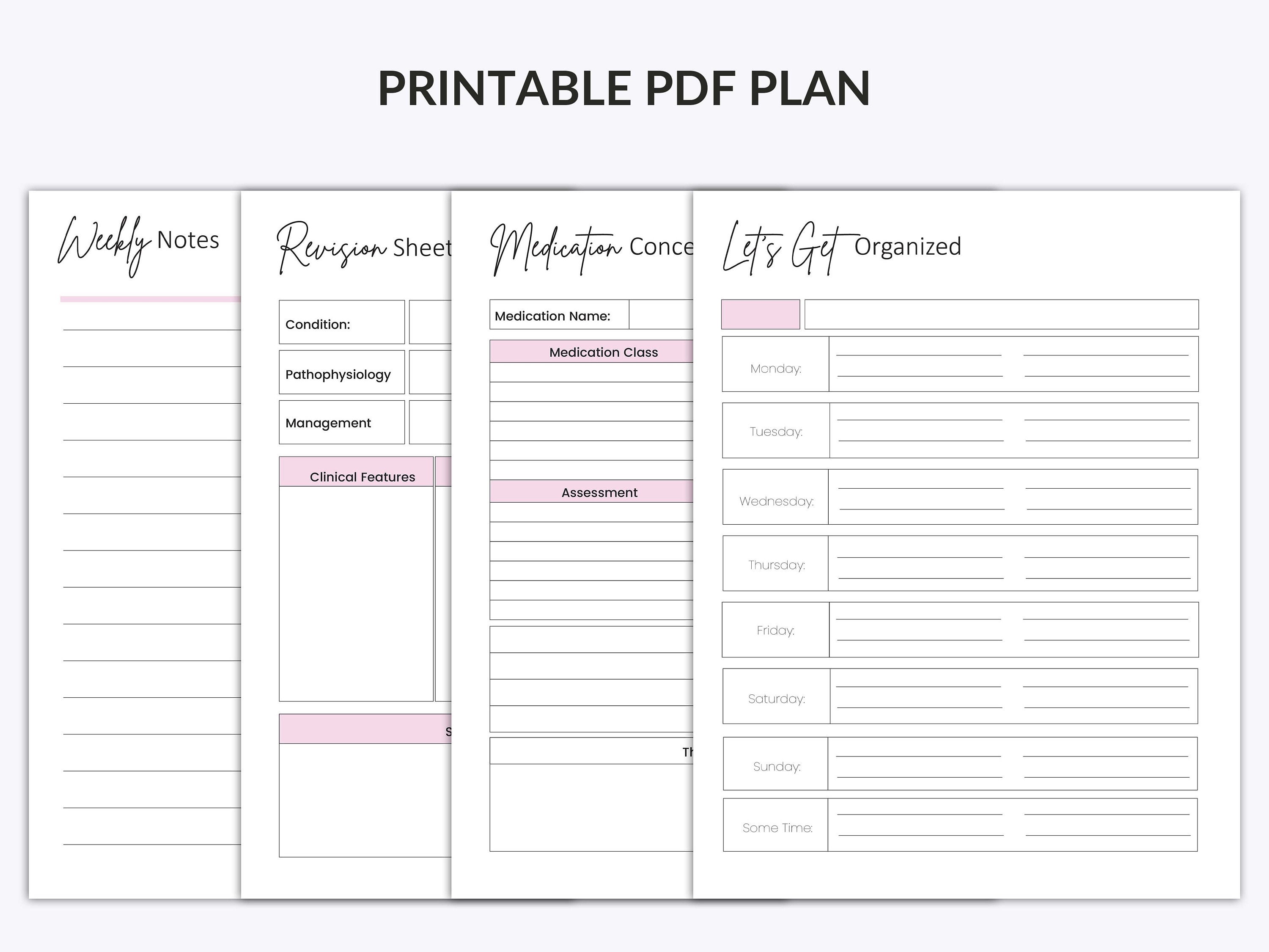 Printable Nursing School Plan Nursing School Notes Printable - Etsy
