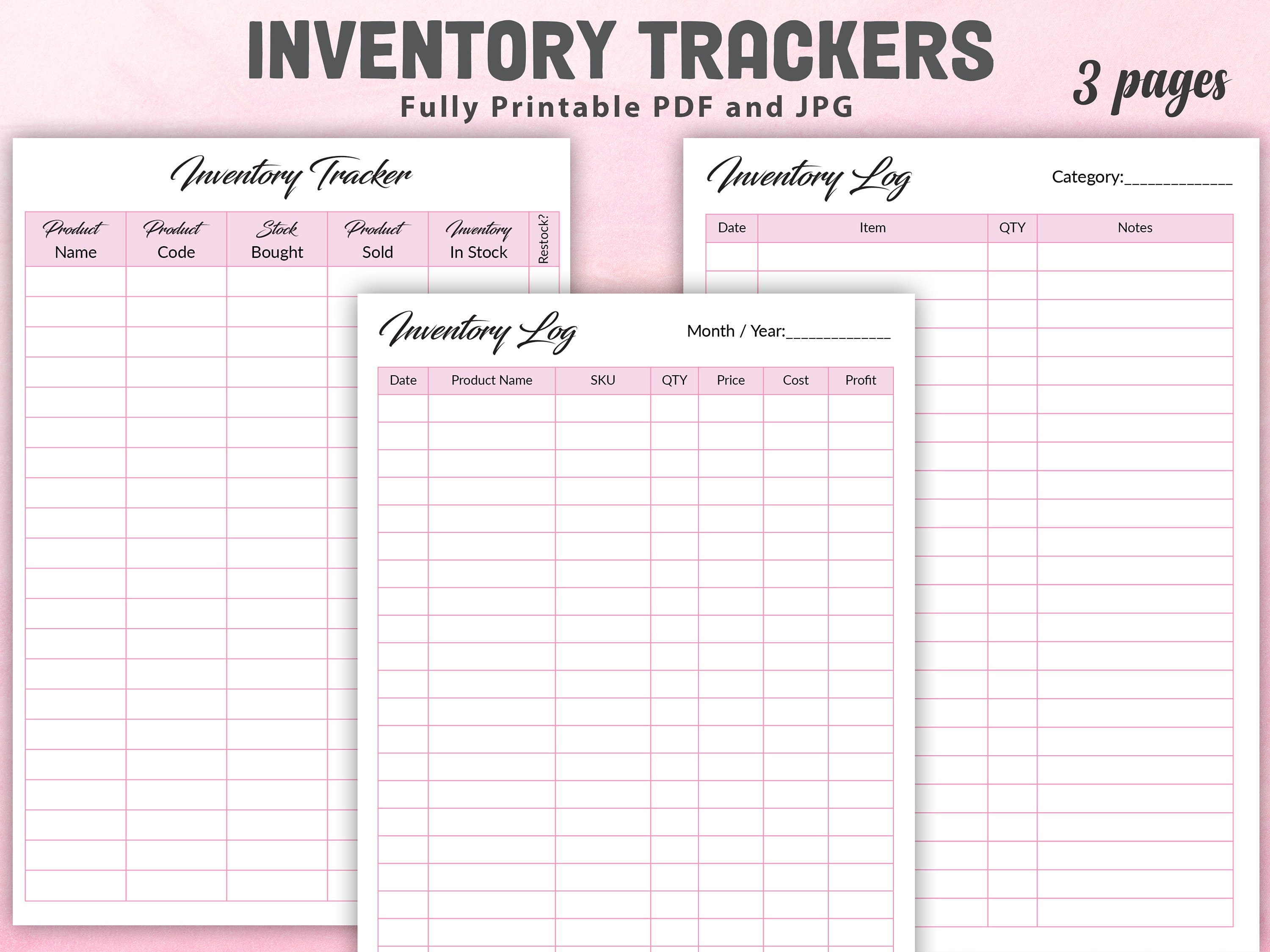 Printable Inventory Tracking Sheet Inventory Log Product - Etsy Canada