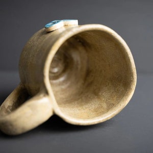 Handmade Ceramic Mug Blue and Green Heart, I Love You Mug image 6