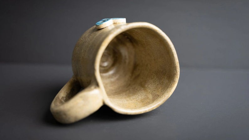 Handmade Ceramic Mug Blue and Green Heart, I Love You Mug image 6
