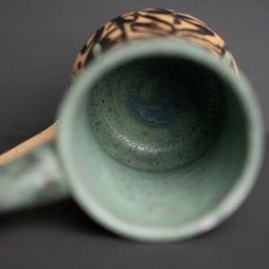 Handmade Ceramic Mug Tropical Green Monstera Plant Theme Drip Glaze image 8