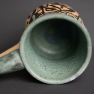 Handmade Ceramic Mug Tropical Green Monstera Plant Theme Drip Glaze image 9