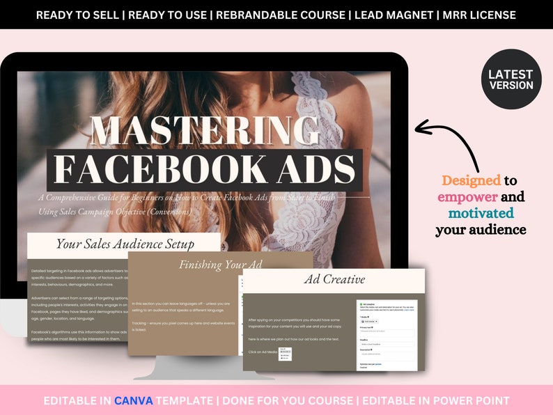 Mastering FACEBOOK ADS Guide with MRR, Done for You Course, Comprehensive Guide for Creating Effective Ad Campaigns, Resell Rights, Canva image 8