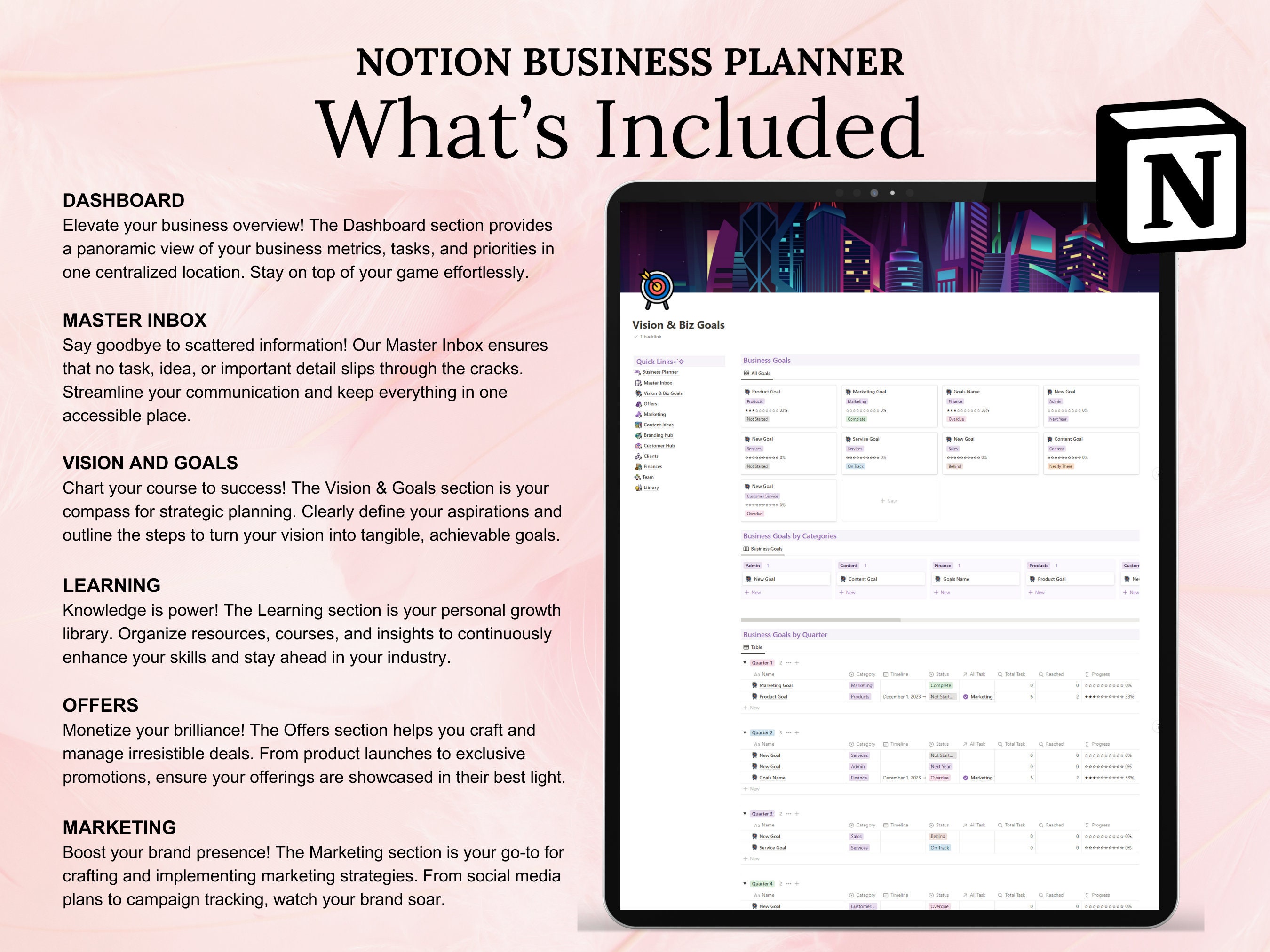 Notion Business Planner, Notion Digital Business Template for Business ...