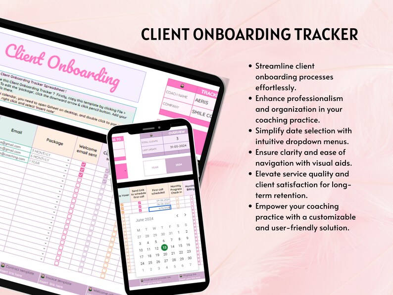 Client Onboarding Tracker Spreadsheet for Coaches, Small Business CRM ...