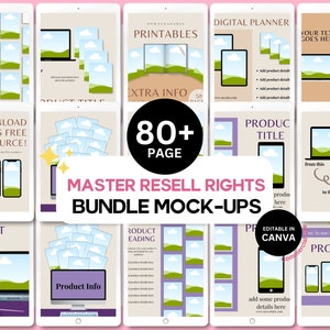 MRR Resell Mockups for Printables Sold on ETSY, Canva Mockup Templates, Drag and Drop MOCKUPS, Purple Beige Bundle Mockups, Sell on Etsy