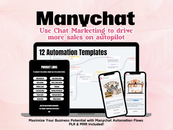 Manychat Flow Automation Templates PLR MRR for Business Growth, Done For You Marketing Tools, Small Business, Entrepreneur Tools,Sales Boost
