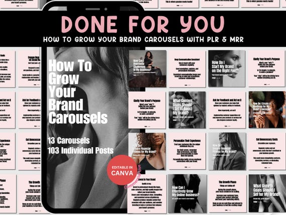 How To Grow Your Brand Carousels PLR MRR for Business Growth, Done For You Marketing Tools, Small Business, Entrepreneur Tools,Sales Boost