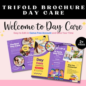 Child DayCare Flyer Template Canva,Preschool Brochure,Babysitting,Printable Brochure, Childcare Template,Nursery Kindergarten,Playtime Theme