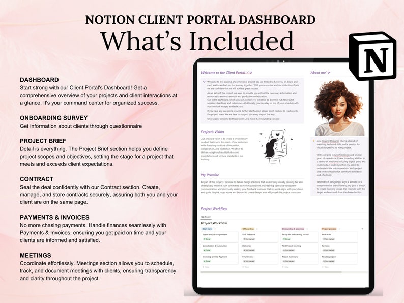 Notion Template Client Portal, Client Dashboard Project Tracker, Client ...