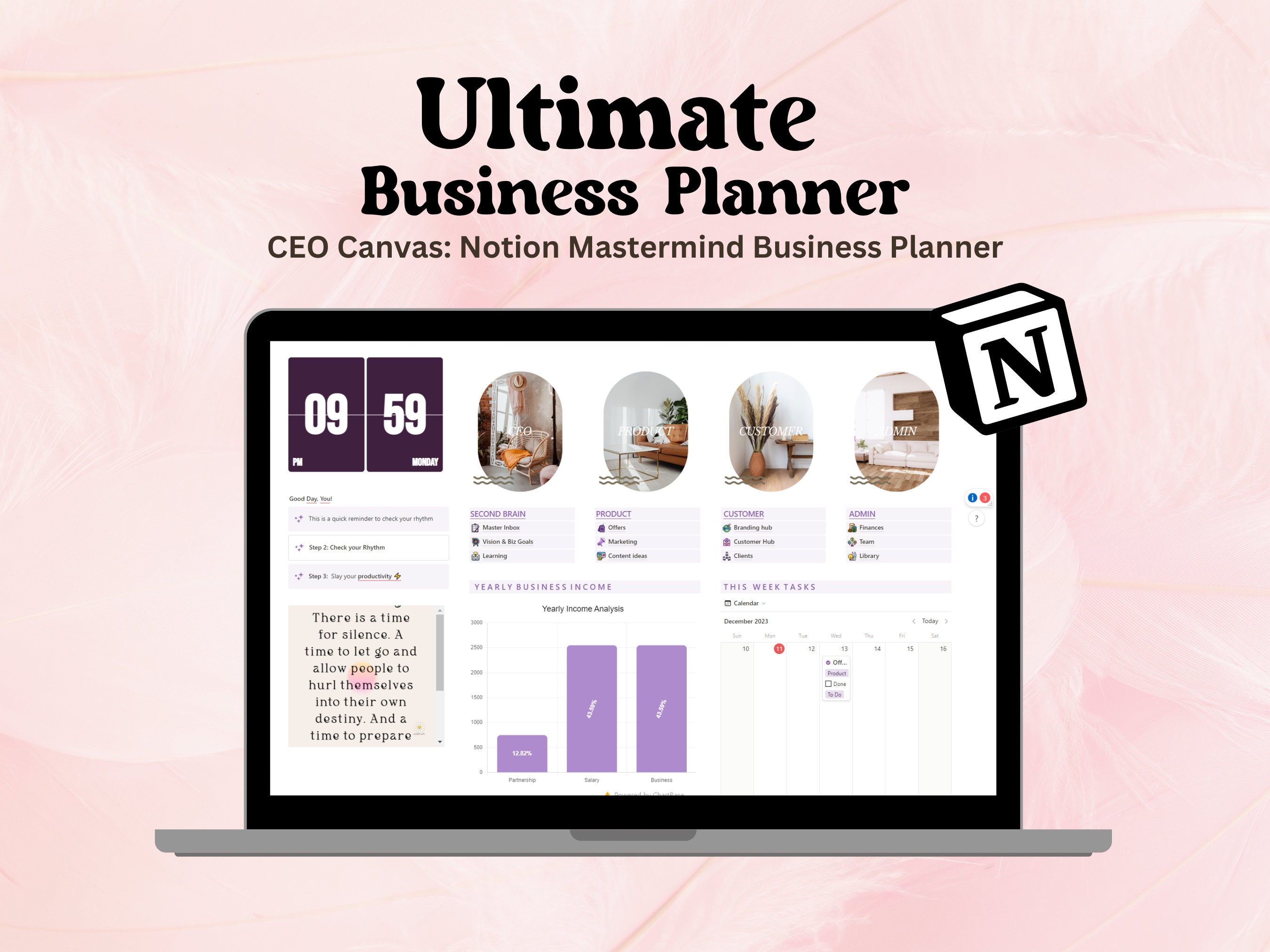 Notion Business Planner, Notion Digital Business Template for Business Owner, Small Business Notion Planner for Coach, Freelancer, Designer