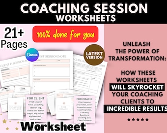 Transform Your Coaching Sessions Powerful Worksheets |Coach Toolkit |Worksheet Templates |Client Session Editable Canva Templates for Coach