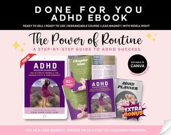 Done For You ADHD Success Blueprint Ebook, Plr Planner ADHD, PLR ebook, Counselor Toolkit, Editable Canva Template,Adhd Therapist,Life Coach