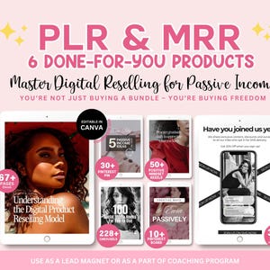 MRR PLR Passive Income Ebook Bundle, Financial Freedom, Email Marketing, Done For You, Reseller Playbook, Pinterest, Carousels, Sell on Etsy