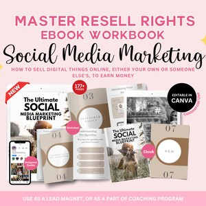 Social Media Marketing Blueprint Ebook Arbeitsbuch mit MRR Resell, Done for You Kurs, Bleimagnet Ebook, Life Coaching Werkzeuge, Canva Vorlage