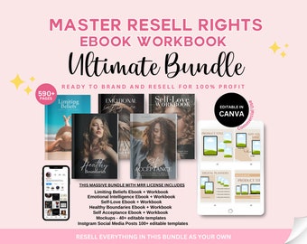 Self Worth, Self Help, MRR PLR Bundle Ebook Workbook, Master Resell Rights, Mockup, Limiting Belief, Self Care, Self Love,Healthy Boundaries