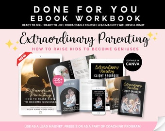 Für Sie erstelltes außergewöhnliches E-Book-Arbeitsbuch zur Kindererziehung, Erziehungsratgeber, Kindergenie, persönliches Wachstum, Canva-Vorlagen, Coaching-Arbeitsblatt, PLR