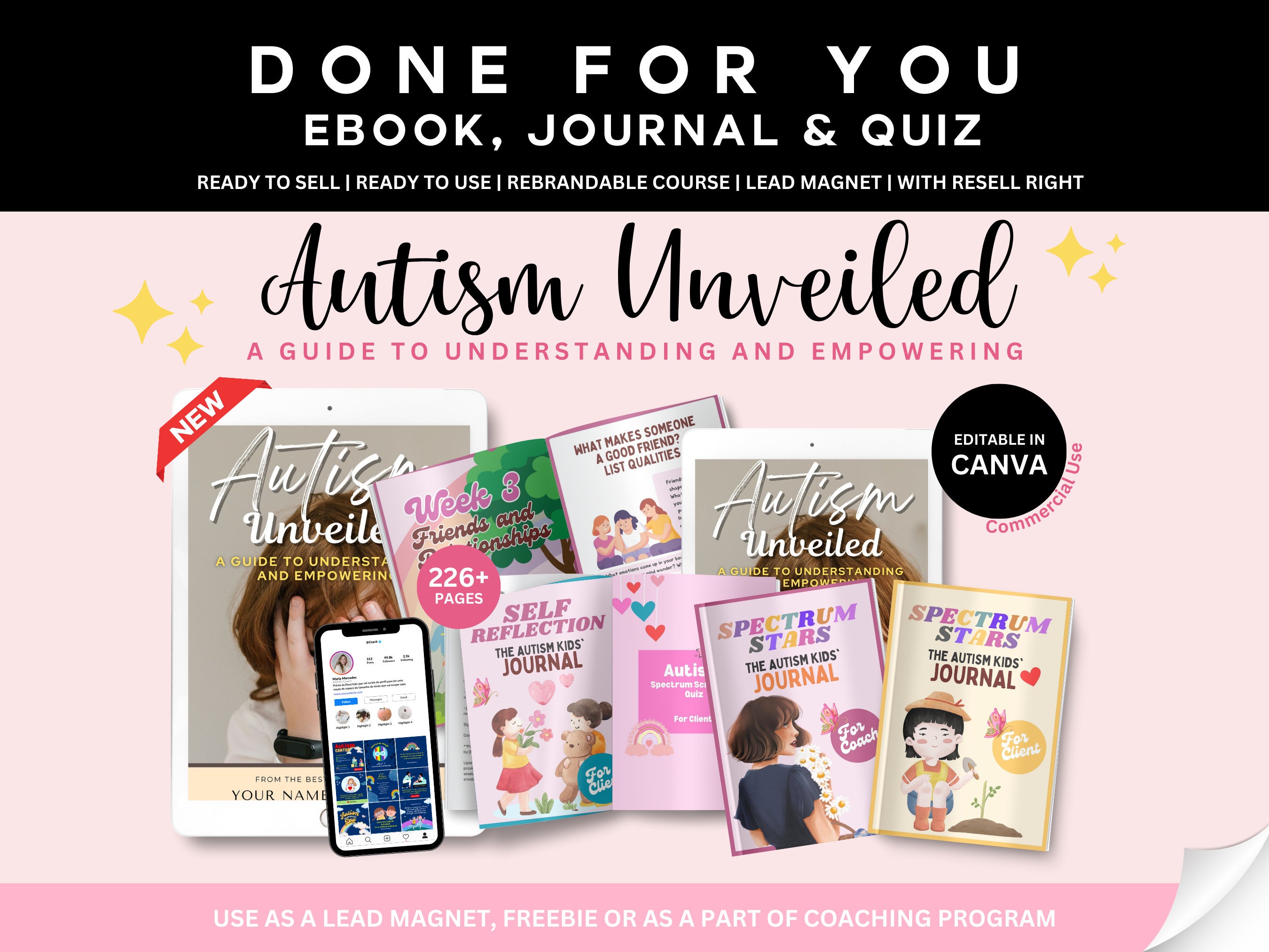PLR Done for You Autism Unveiled Ebook Journal Quiz,plr Coaching Mental ...