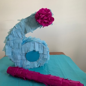 Beautiful handmade number 6 birthday  piñata to brighten up any party.