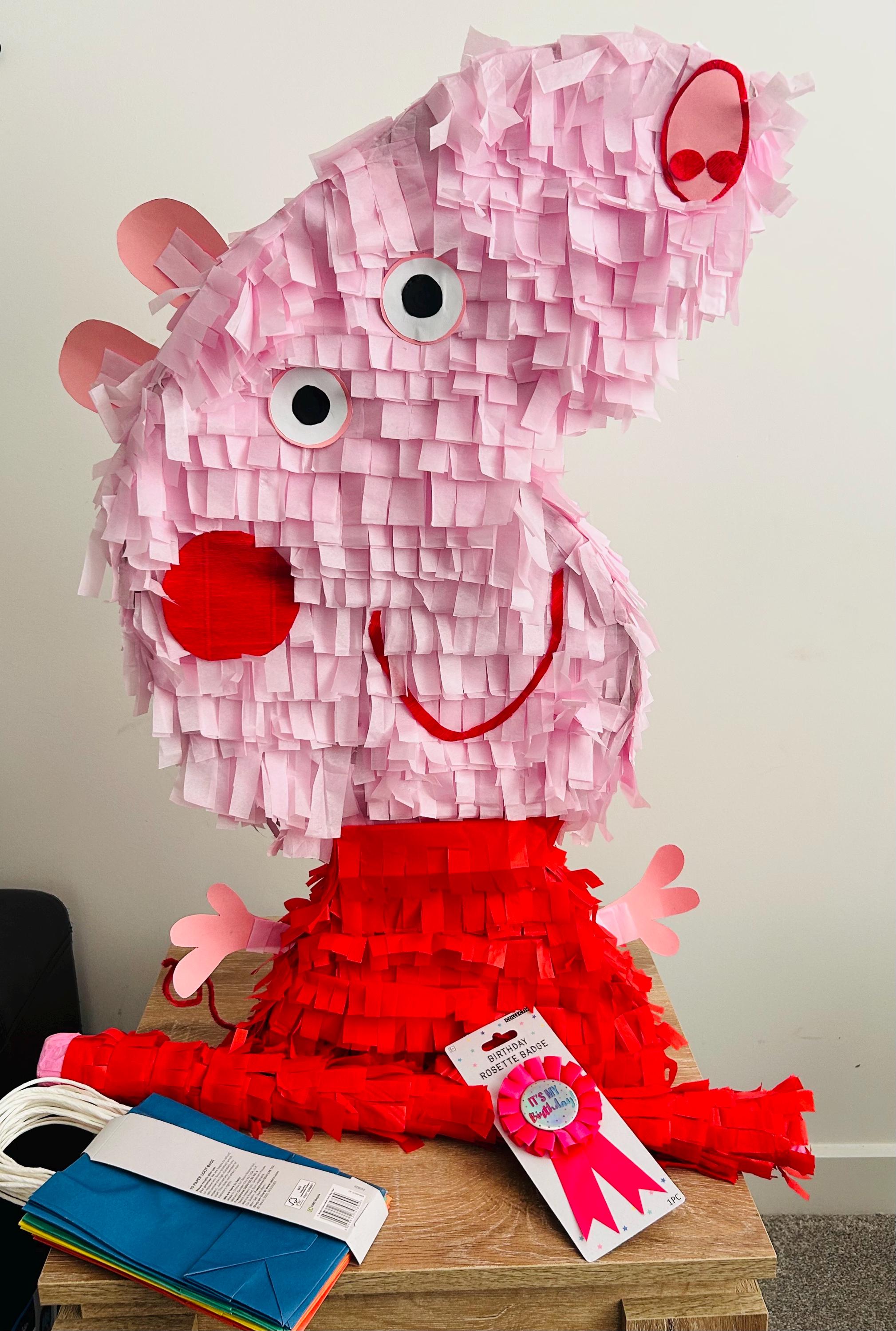 Giant handmade pink Peppa Pig pinata to brighten up any party/event