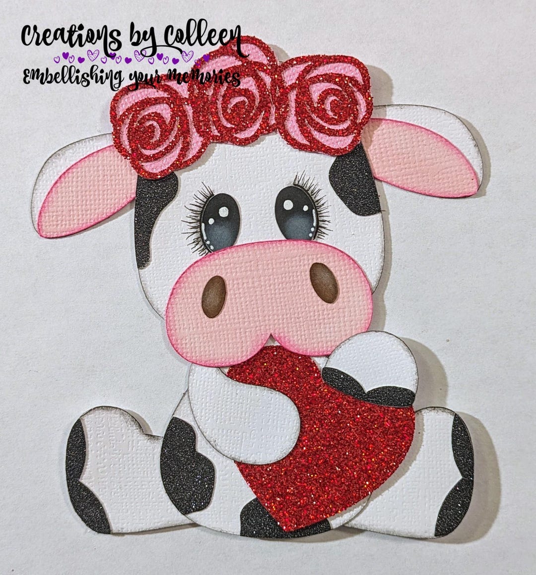 Cow Print Roses Cow Valentine Roses Premade Paper Piecing Scrapbooking Card Making ...