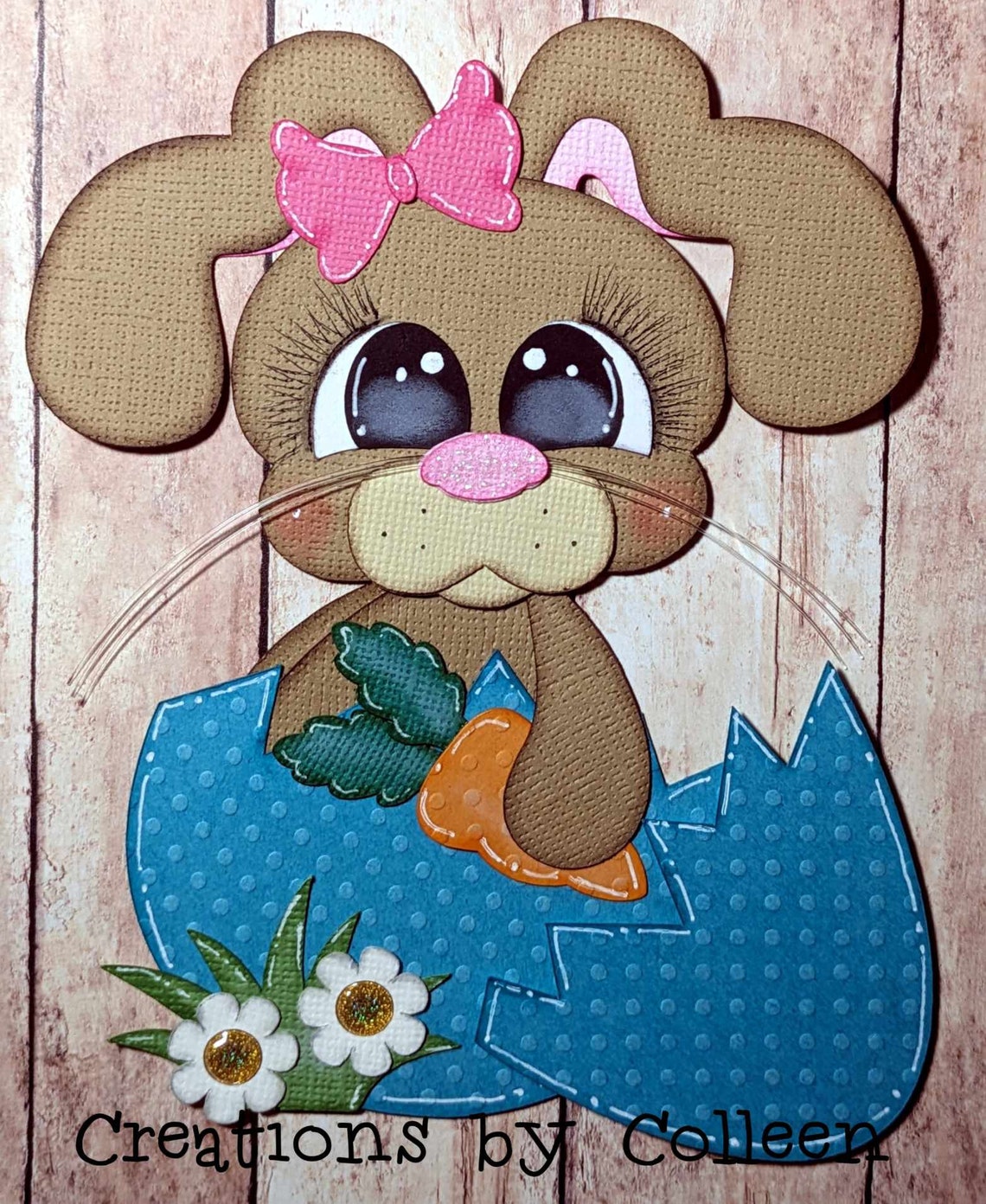 Easter Premade Paper Piecing Bunny in an Egg for Scrapbooking Cards ...