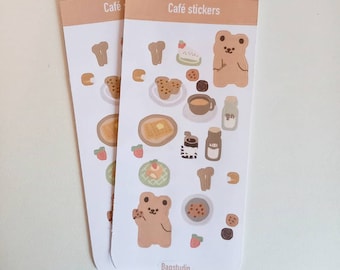 café stickers, bear stickers, beige stickers, bujo stickers, deco stickers, teddybear, cute stickers, bear