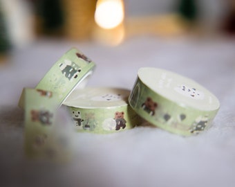 washi tape, snow washi tape, winter washi tape, cute washi tape, korean washi tape, green washi tape, deco tape