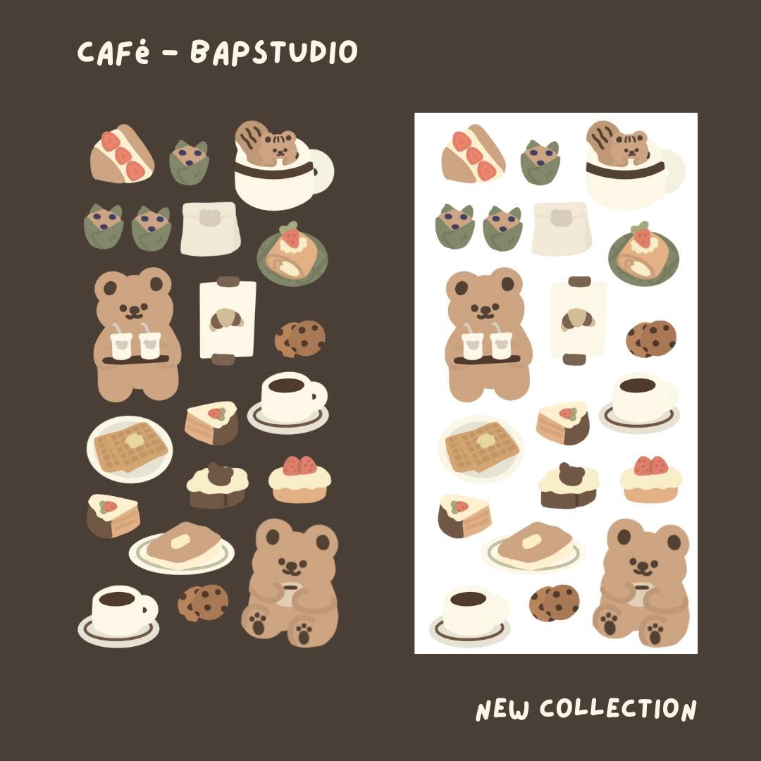Café Stickers, Coffee Stickers, Dessert Stickers, Cute Stickers, Korean ...