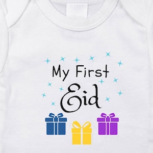 My 1st Eid Baby Onesie, Muslim Clothes for Eid, Islamic Clothes for Pakistani Infant, Arab baby Girl.