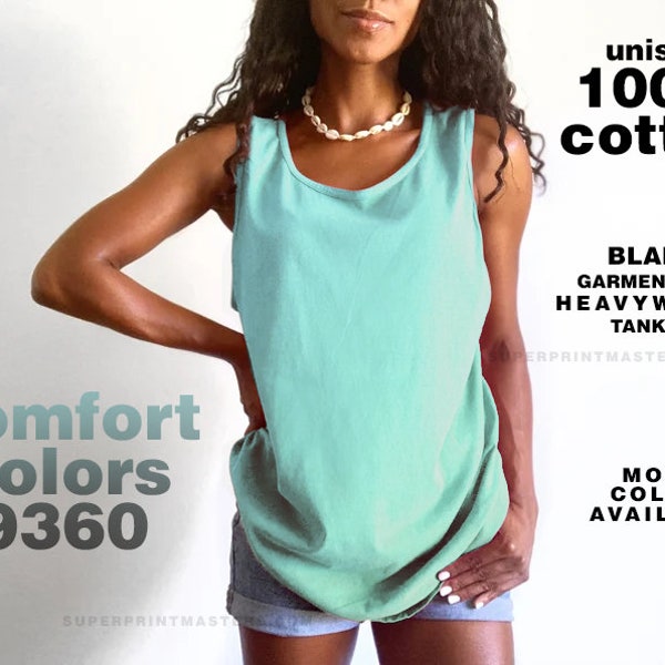 Comfort Colors 9360 Unisex Tank Top: Garment-Dyed Heavyweight Shirt, 100% Cotton, All MULTIPLE Colors/Sizes