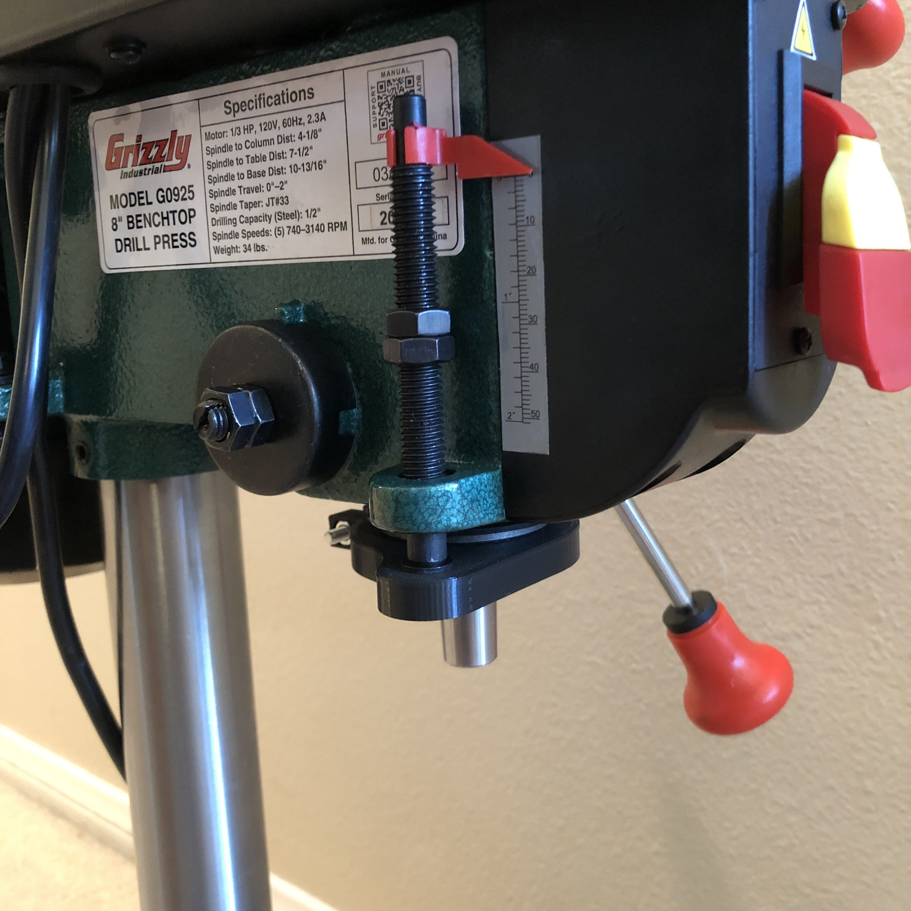 Drill Press Depth Stop Gauge Mount for 8 Inch Models Grizzly G0925