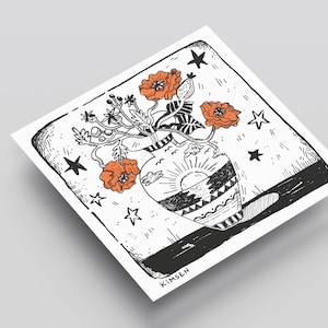Print Druck Vase Mohnblumen
