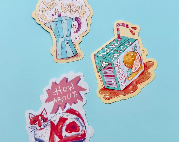 Sticker bundle with three illustrated stickers