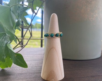 Natural Malachite Wire Wrapped Ring