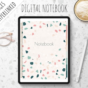 Digital notebook hyperlinked, Digital notebook with tabs, Lined, Grid, Dots, Blank, Cornell and Schedule Note Templates | For iPad & Tablet