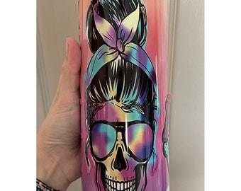 F word skull/middle finger tumbler