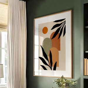 Boho Abstract Wall Art Print: Beige, Green, Terracotta (Digital Download)