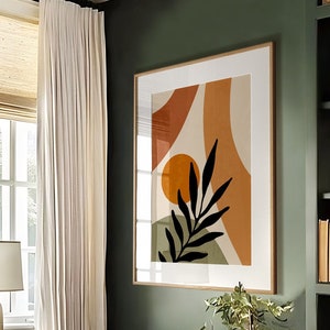 Boho Abstract Wall Art Print: Beige, Green, Terracotta (Digital Download)
