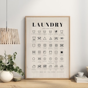 Laundry Care Symbol Guide Printable: Neutral Decor (Digital Download)