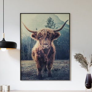 Highland cow print, Highland cow wall art, farmhouse printable wall art, Digital download