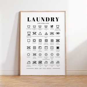 Laundry Care Symbol Guide Print: Modern Laundry Room Decor (Digital Download)