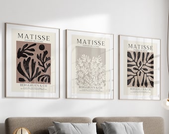 Neutral Matisse Wall Art, Matisse exhibition set of 3 Prints, Boho Gallery Wall Art, Digital Download