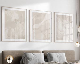 Set di 3 stampe murali astratte beige (download digitale)