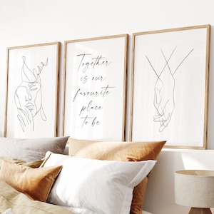 Together Is Our Favourite Place To Be set of 3, bedroom prints, above the bed decor, Digital Download