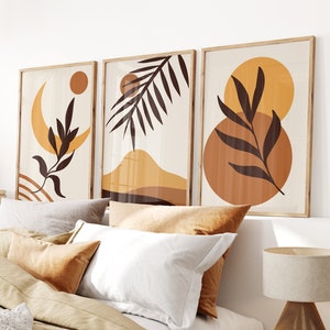 Boho Abstract Art Prints: Terracotta Beige Set of 3 (Digital Download)