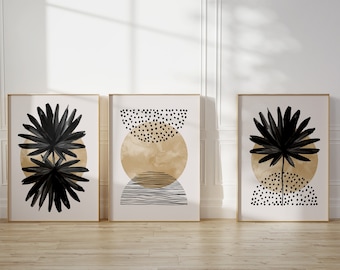 Large Living Room Wall Art Set of 3: Mid Century Modern Prints (Digital Download)